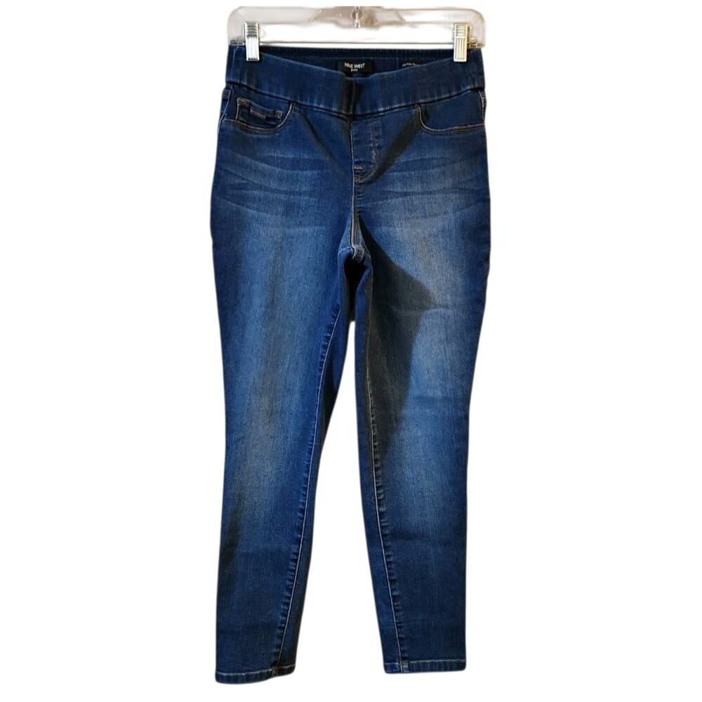 Nine West Womens Heidi Pull On Skinny Crop Jegging Size 4 Blue Stretch